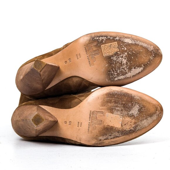 Sigerson Morrison Women Brown Suede Zip Heel Round Knee Boots sz 6.5 - Picture 7 of 8